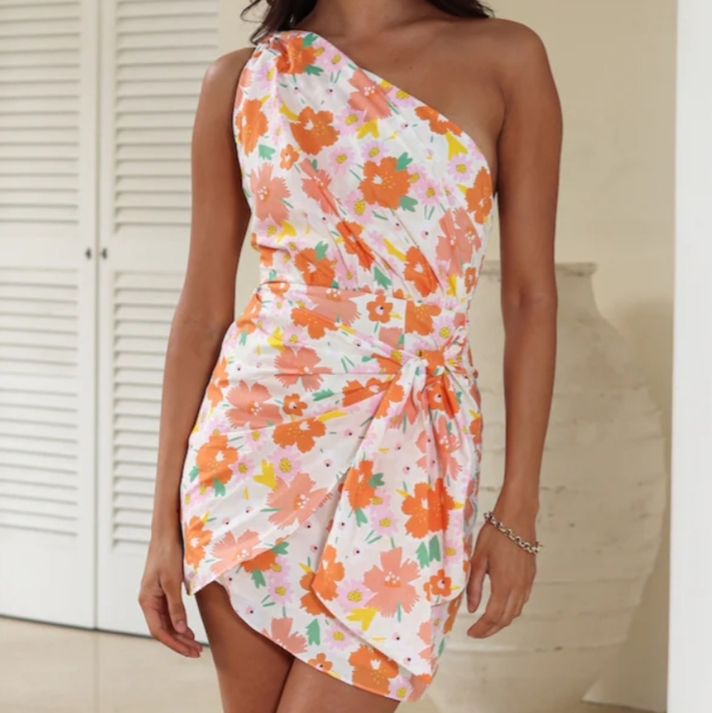 Hello molly density shift mini dress xs nwt white orange - here comes the sun